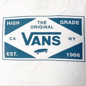 Vans Classic Fit White T-Shirt with Blue Logo